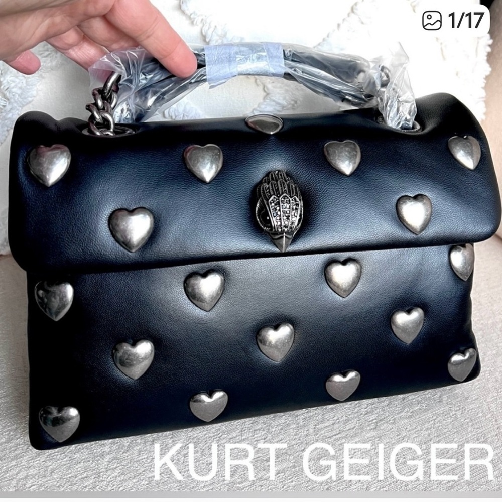 Kurt Geiger Black Bag with Silver Heart Details